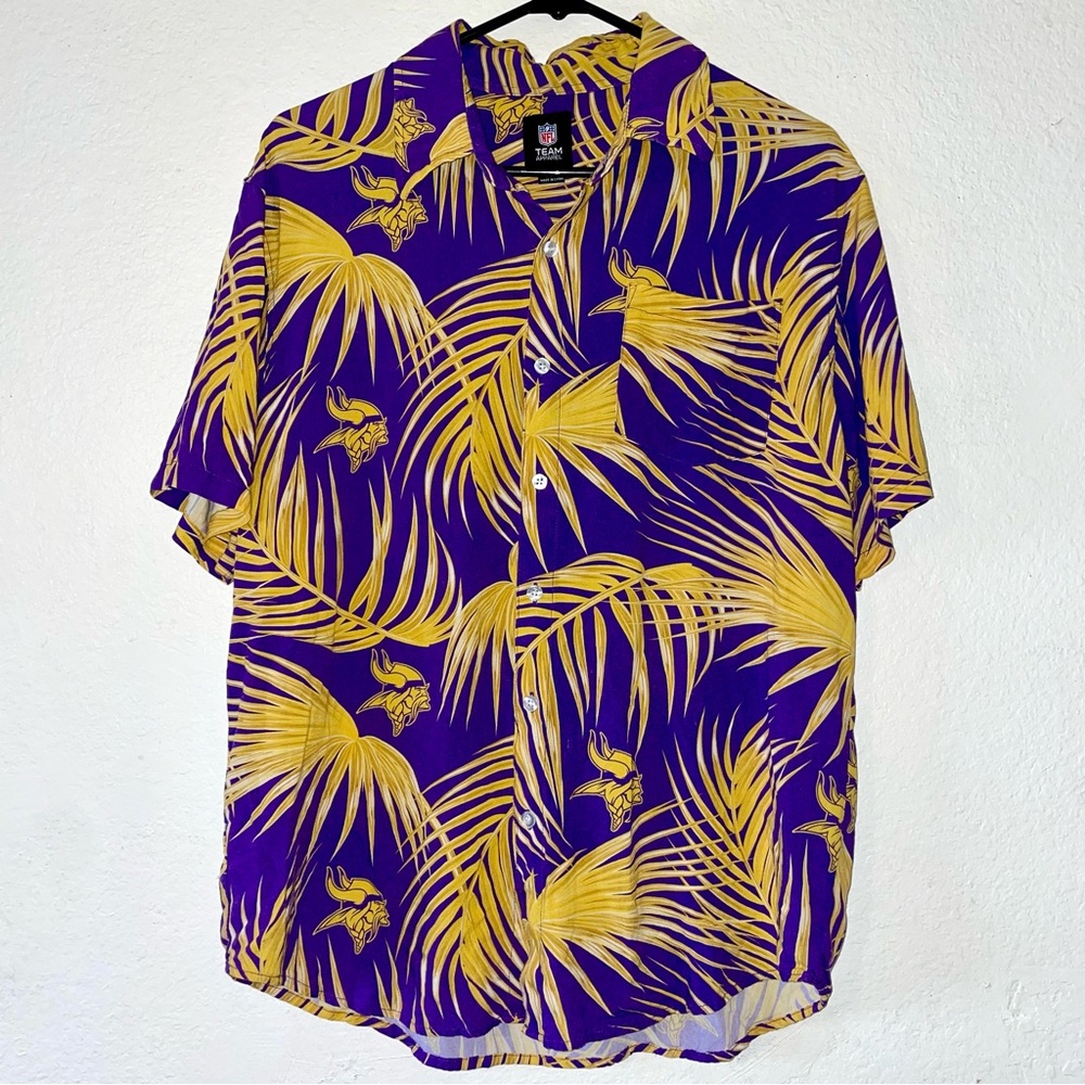 FOCO NFL Min Vikings Hawaiian Button Up Shirt (M)